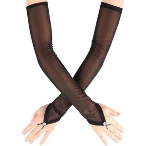 Women's Black 4 Long Gloves Accessories Fingerless Role Playing Evening Dress